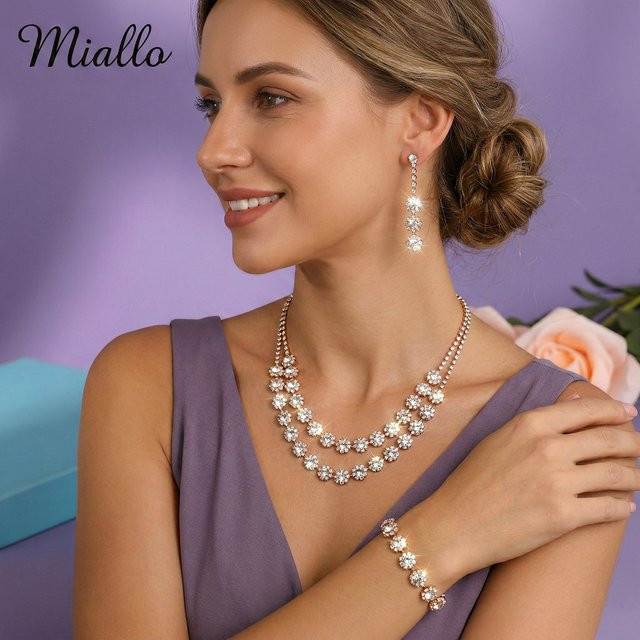Miallo Schmuckset 3-teilig, Kristall, Roségold, Damen, Hochzeit - Bild 1