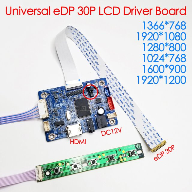 GLZLDY Universal EDP zu HDMI LCD-Controller mit 30-poligem Anschluss für Bildschirmauflösungen bis 1920 x 1080 - Bild 1