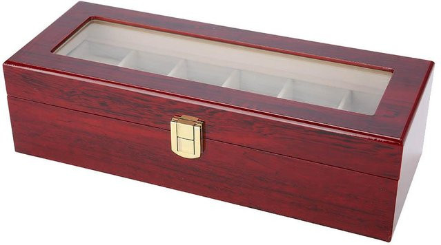 Holz Uhren Display Box, 6 Slots, grau - Bild 1