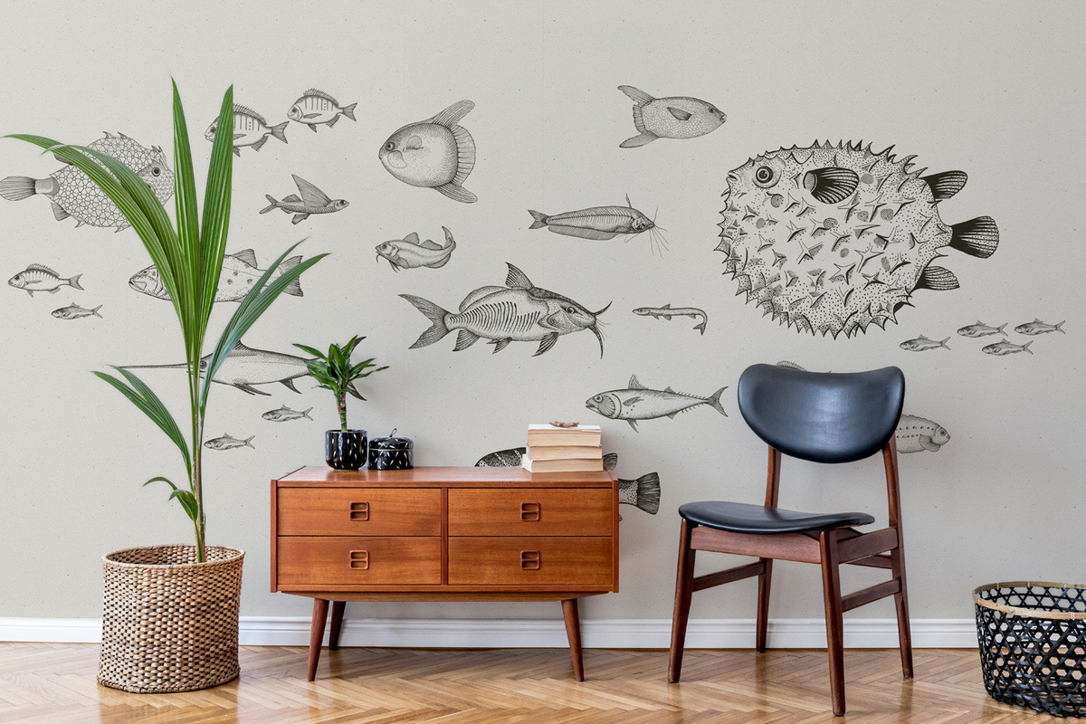 Coordonné Wandbild Sea Current Ink in Grau und Schwarz - Bild 1