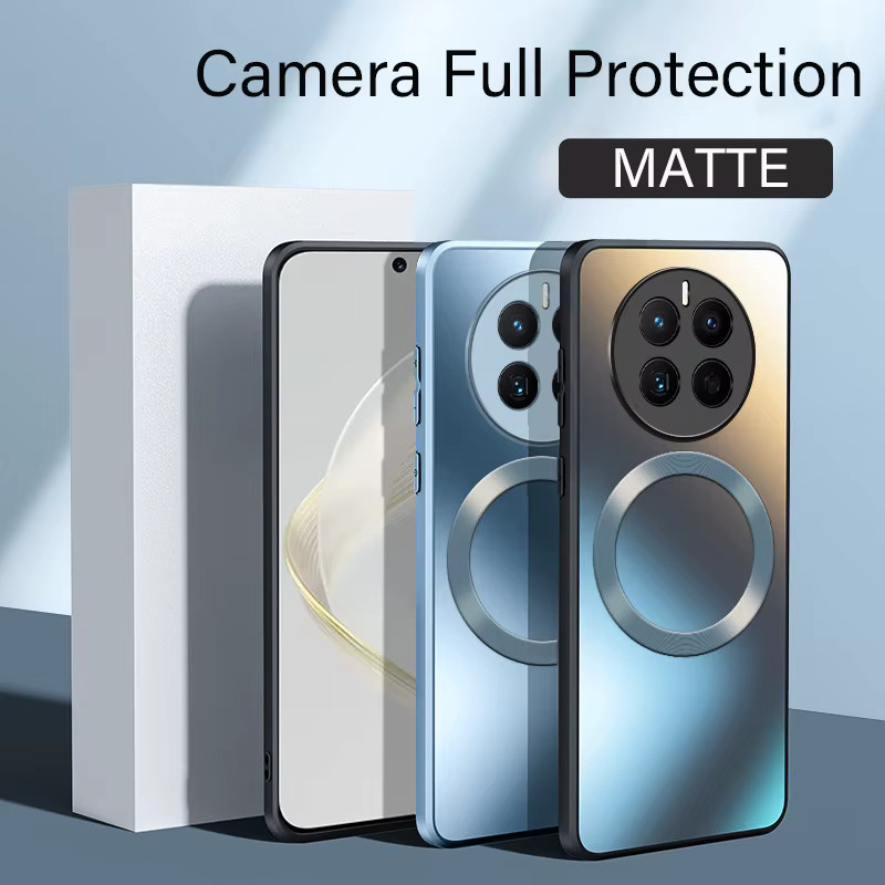 AG Matte Silikon-Hartschale für Huawei Mate 60 50 40 30 Pro mit magnetischer kabelloser Ladefunktion in Weiß - Bild 3
