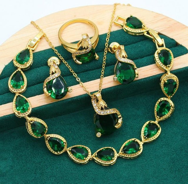 YIRAN Schmuckset, Kupfer, Gold, Zirkonia, Unisex - Bild 1