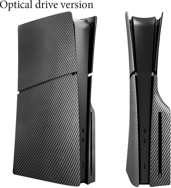 GRWIBEOU Schutzhülle für PS5 Pro in Carbon-Optik, abnehmbare Ersatzhülle für deine PlayStation 5 Pro, Schwarz - Bild 1