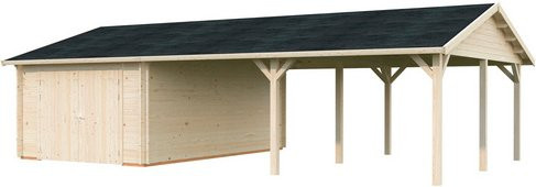 Palmako Garage Roger mit Holztor aus Fichte in Braun, Satteldach, B/T/H: 1006 x 619 x 316 cm - Bild 2