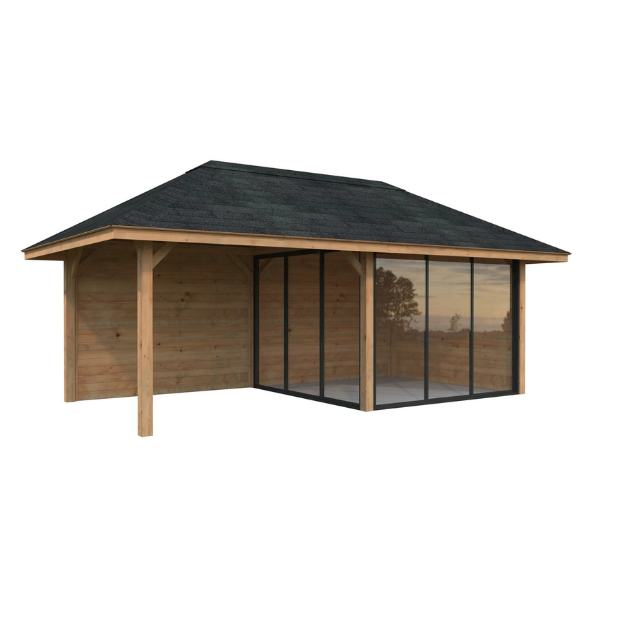 Palmako Pavillon Bianca Set 205 Slide aus Fichtenholz in Braun, B/H/T: 588 x 319 x 300 cm - Bild 2