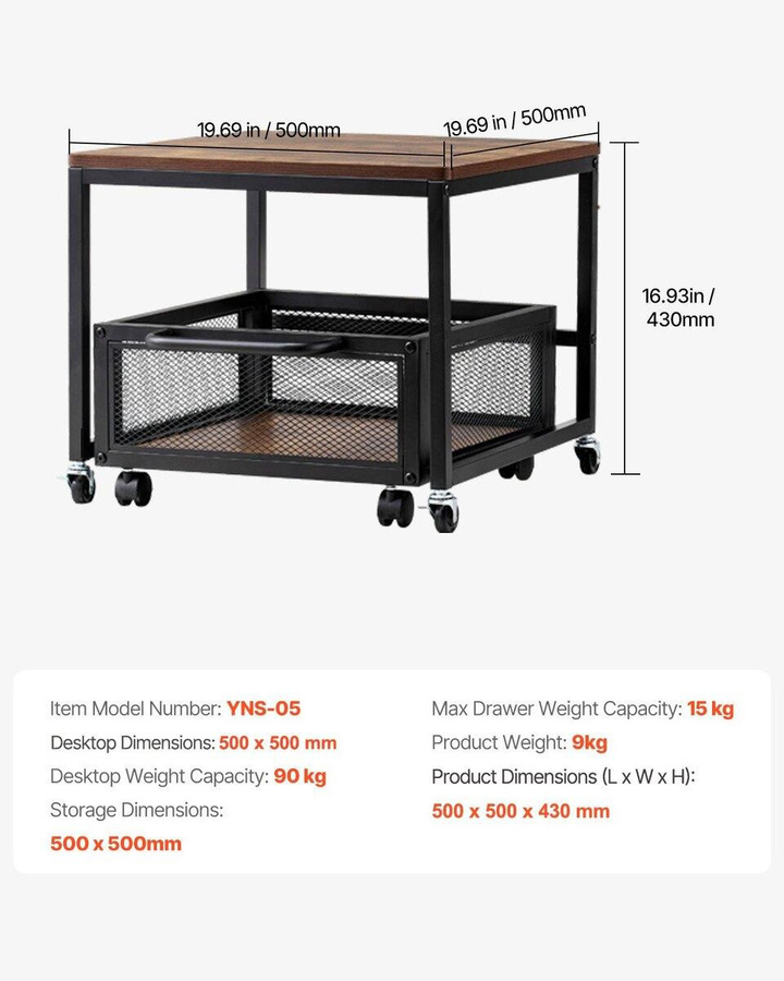 Buying Solutions MB Mini-Kühlschrankständer mit Aufbewahrungswagen und Schwenkrädern in Hellbraun - Bild 6