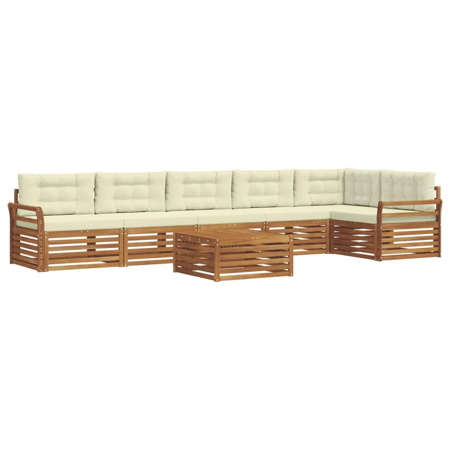 vidaXL Outdoor-Sofagarnitur 7-teilig aus Akazienholz mit Kissen in Beige und Natur - Bild 2