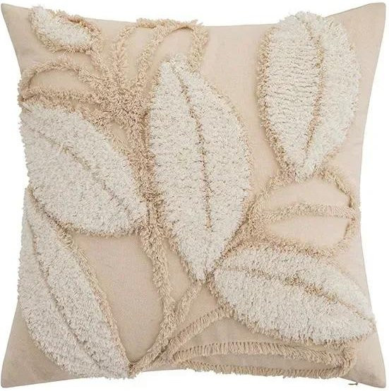 JMG Clothing Quadratische Kissenhülle mit Tufting-Design in Grün und Beige, Nordisches Design mit floralem Naturmuster, B/B: 45 x 45 cm - Bild 1