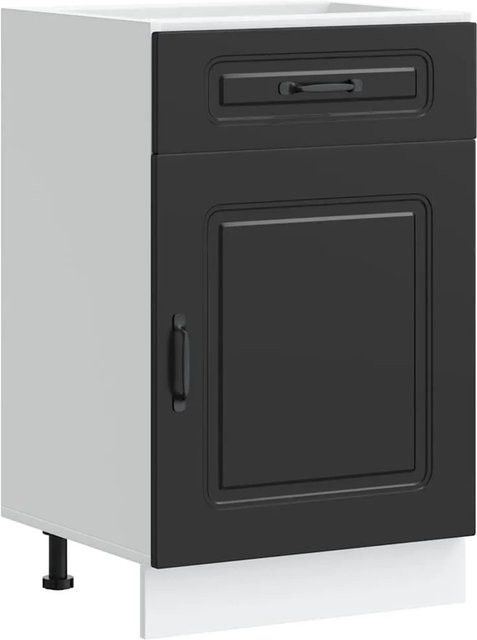 vidaXL Küchenunterschrank Kalmar Schwarz Matt aus Holzwerkstoff mit Schranktüren B/T/H: 46,0 x 50,0 x 81,5 cm - Bild 1