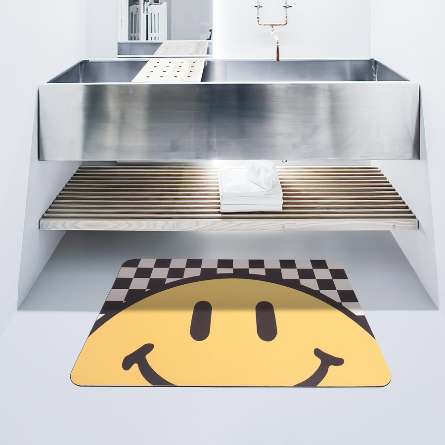Yiran Furniture Badezimmer-Bodenmatte mit Smiley-Gesicht, schnelltrocknend und rutschfest, Kieselalgenschlamm und Polyester, B/T: 60 x 40 cm - Bild 2