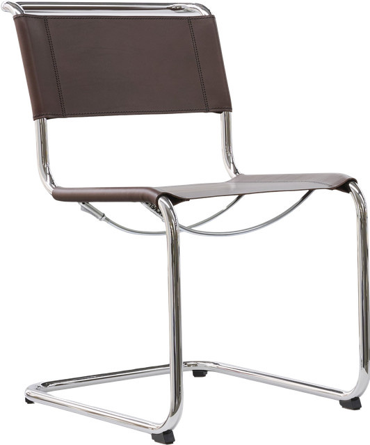 Thonet S 33 Freischwinger mit Kernleder in Braun - Bild 1