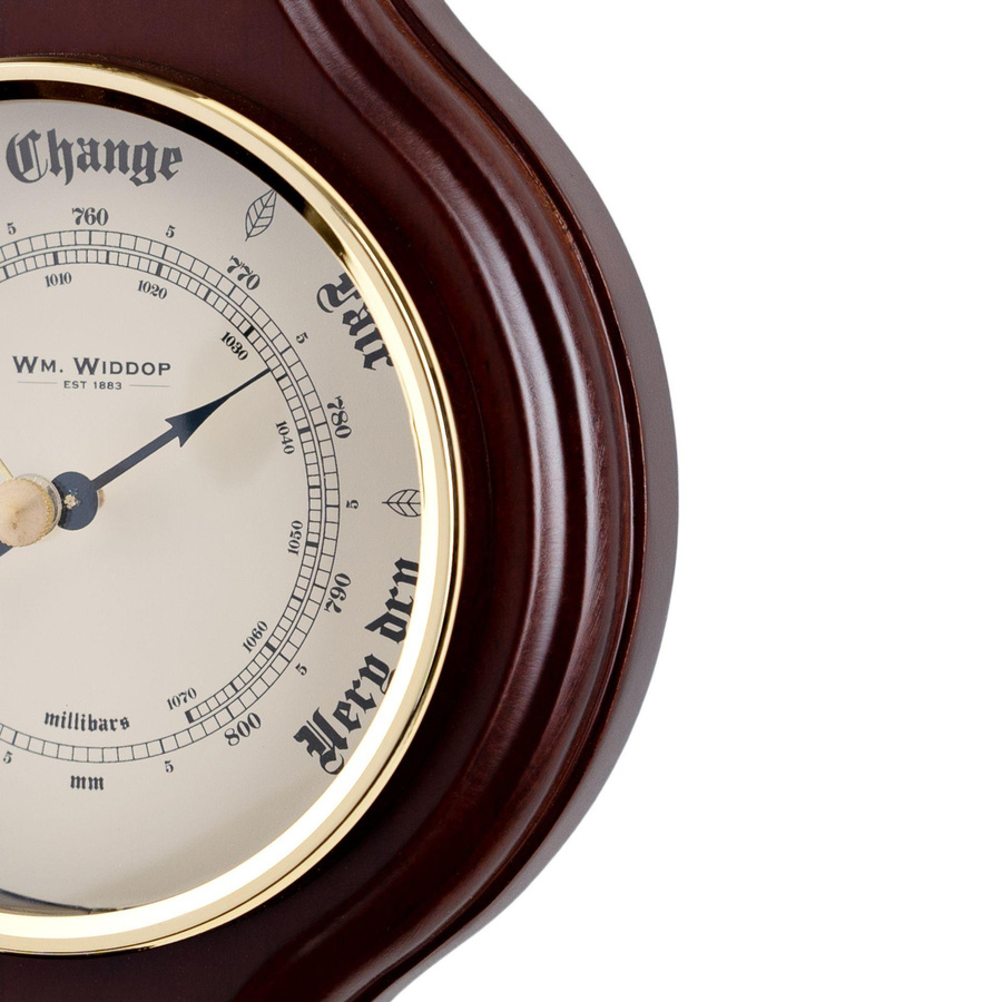 WM Widdop Holzbarometer und Thermometer in Mahagonibraun zur Wandmontage - Bild 2