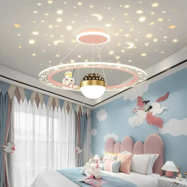 JIANKEXING Astronaut Pendelleuchte für Kinderzimmer und Schlafzimmer in Weiß - Bild 1