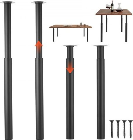 VEVOR Tischbeine 4er-Set aus Kohlenstoffstahl in Schwarz, höhenverstellbar von 71 cm bis 110 cm, für Schreibtische, Esstische und Werkbänke - Bild 1