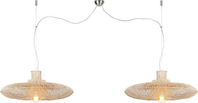 Good&Mojo Kalahari Pendelleuchte aus Korbweide in Beige mit Vintage-Design und E27 Fassung, Höhe: 70 cm - Bild 1
