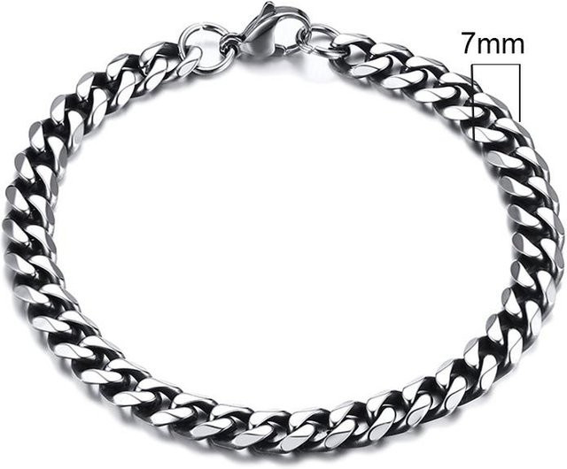 Vnox Armband Edelstahl, Schwarz, Gold, Unisex, 18cm - Bild 1