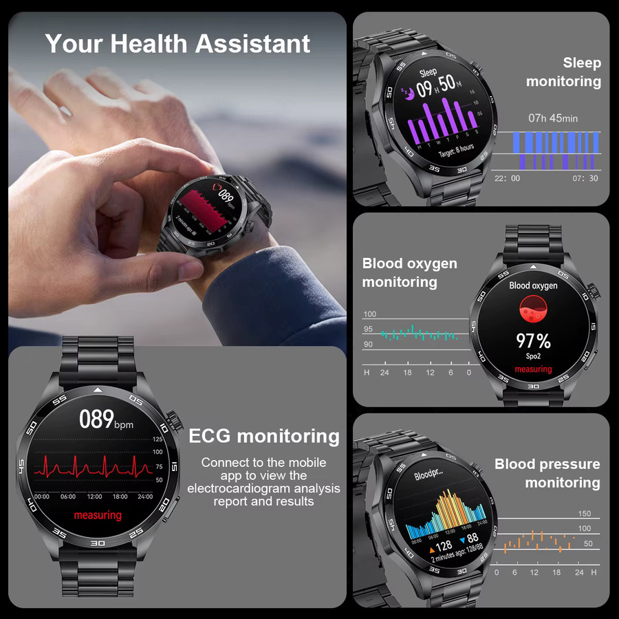 LIGE Smartwatch 4 Pro für Männer in Schwarz mit 1,50 Zoll HD Bildschirm, Bluetooth Anruf, EKG und Herzfrequenz Überwachung, kompatibel mit Android und iOS - Bild 3