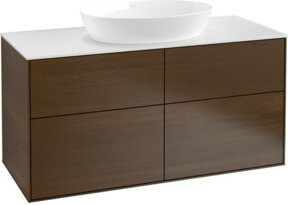 V&B Waschtischunterschrank Finion mit Wandbeleuchtung, Farbe Walnuss Veneer, B: 120 cm, T: 50,1 cm - Bild 1