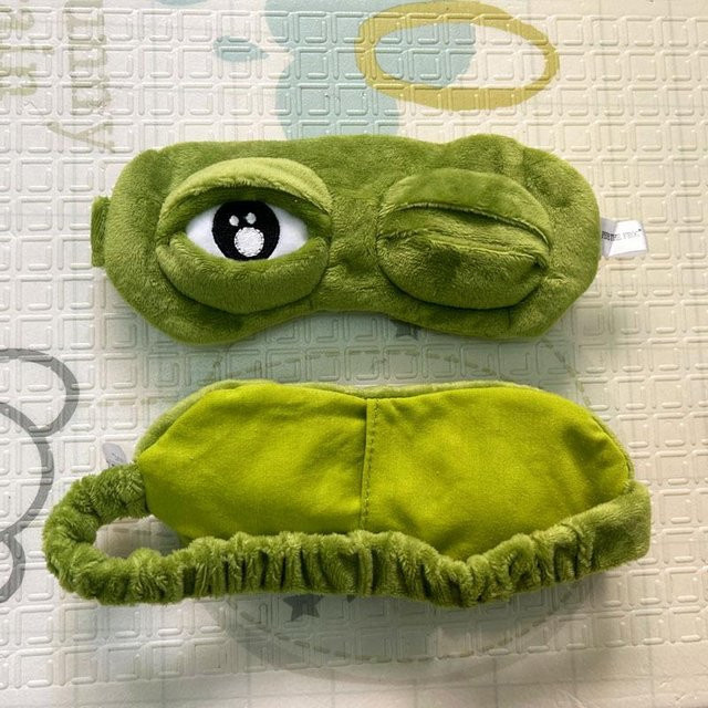 Trauriger Frosch-Schlafmaske, grün, Kinder und Erwachsene - Bild 1