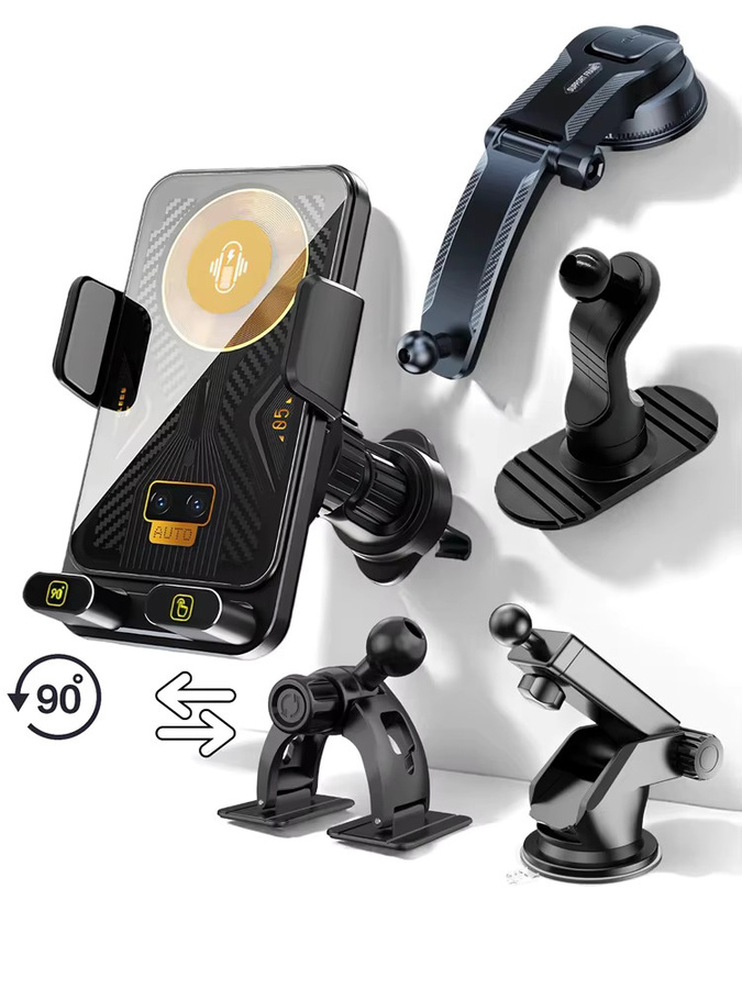 TONGDAYTECH X18 Auto-Handyhalterung mit kabelloser Ladefunktion und 90 Grad Rotationshalterung für Samsung S25 und iPhone 17 16 15 14 13 12 Pro Max, Schwarz, für Lüftungsschlitze - Bild 5