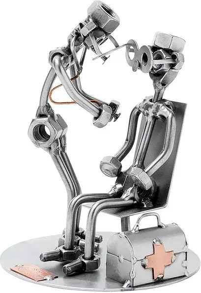 Hinz & Kunst Tischdeko Schraubenpaar Allgemeinarzt aus Metall in Silber - Bild 1