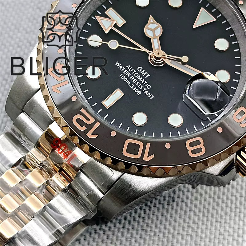 Bliger Armbanduhr GMT, Edelstahl, Bicolor, 40 mm, Herren - Bild 3