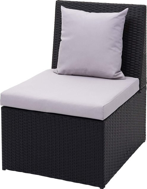 MCW Poly-Rattan Sessel MCW-G16 Lounge-Rattanstuhl in Schwarz mit hellgrauen Kissen - Bild 1