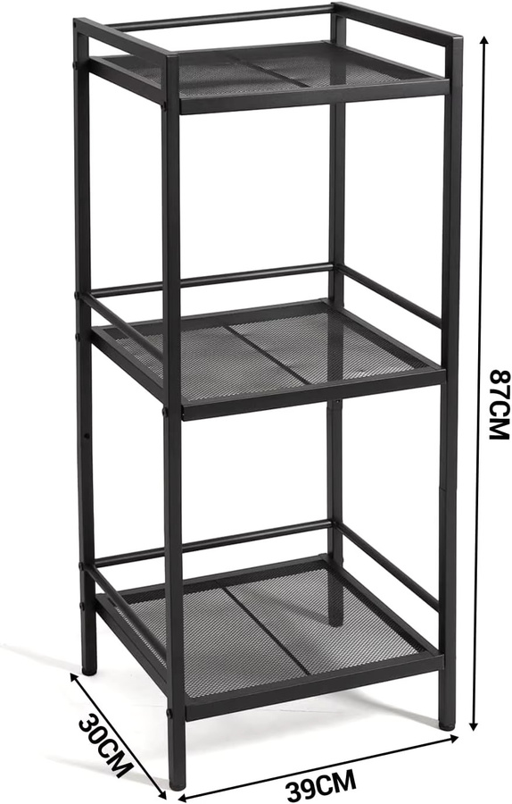 Garvee 3-stöckiges Metall-Küchenregal aus Kohlenstoffstahl, freistehender Organizer in Schwarz Matt für Küche und Bad - Bild 3
