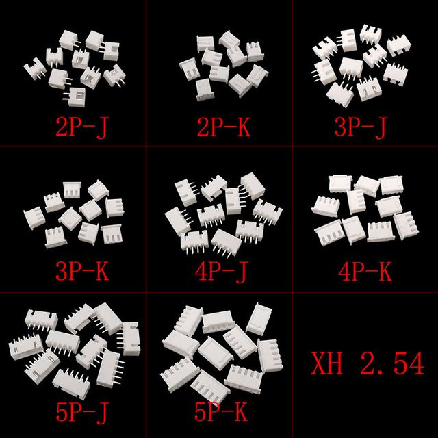 100 Stück JST XH 2,54mm Pitch Kunststoff Gehäuse Stecker und Buchsen Set in Weiß - Bild 1