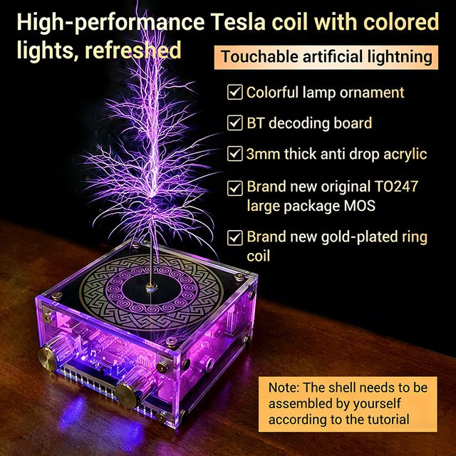 MTC Dual-Mode Musik-Tesla-Spule mit Bluetooth 5.1 und Berührbarem Künstlichem Blitzgenerator im Puls- und Dauermodus - Bild 1