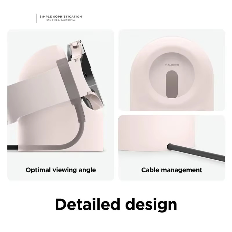 CAOWTAN Silikon Ladeständer für Samsung Galaxy Watch 3, 4, 5 Pro und 6 in Beige - Bild 2
