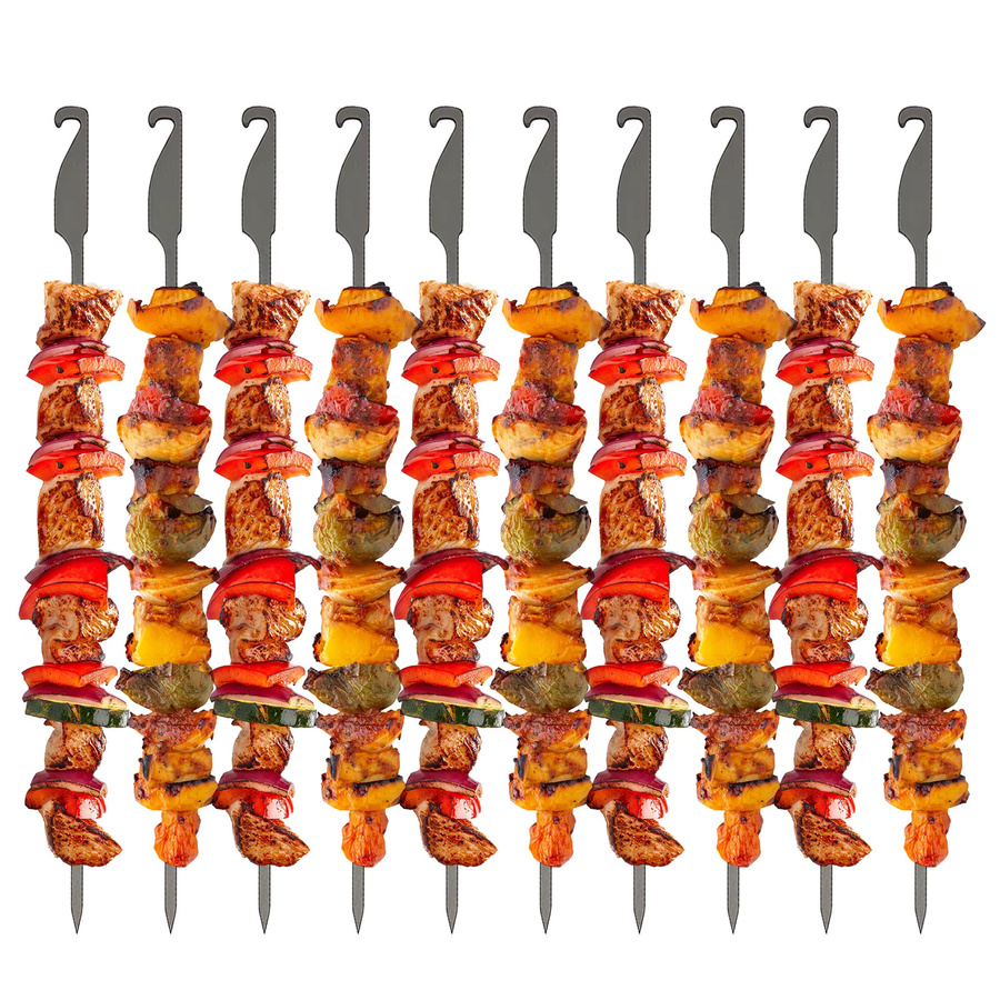10 Stück flache Grillspieße aus Edelstahl in Silber für Picknick und Grillen, Länge: 25 cm oder 32 cm - Bild 2