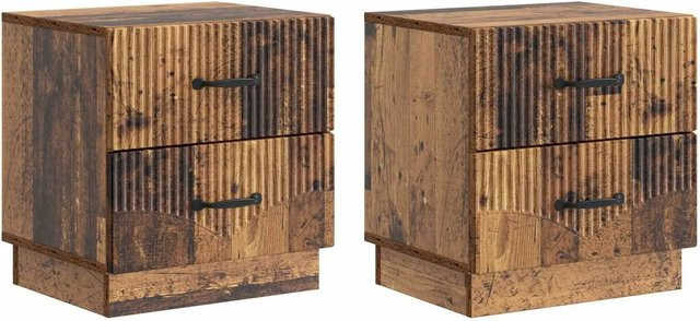 vidaXL Nachttisch Set 2 Stück aus Altholz in Braun, B/T/H: 43 x 34,5 x 44,5 cm - Bild 1