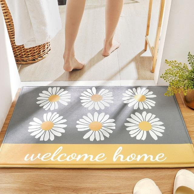 Yiran Furniture Badematte mit Gänseblümchen-Druck, rutschfest und waschbar, B/B: 40 x 60 cm, Multicolour - Bild 1