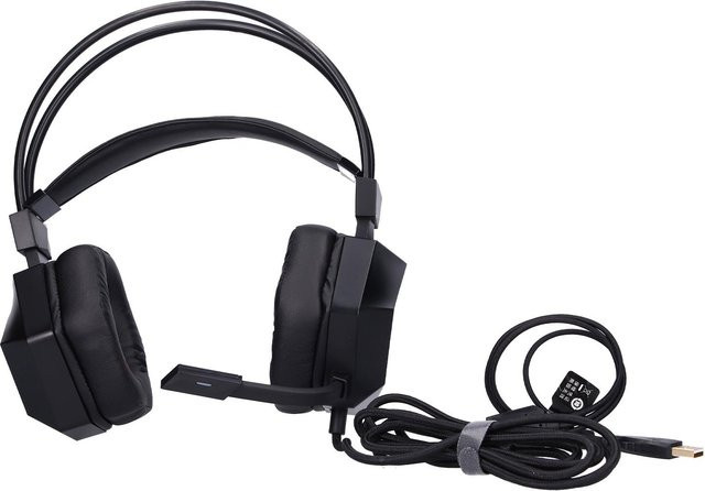 TAIDU Gaming Headset Over Ear mit Surround Sound, LED und Mikrofon mit Geräuschunterdrückung, Schwarz - Bild 1