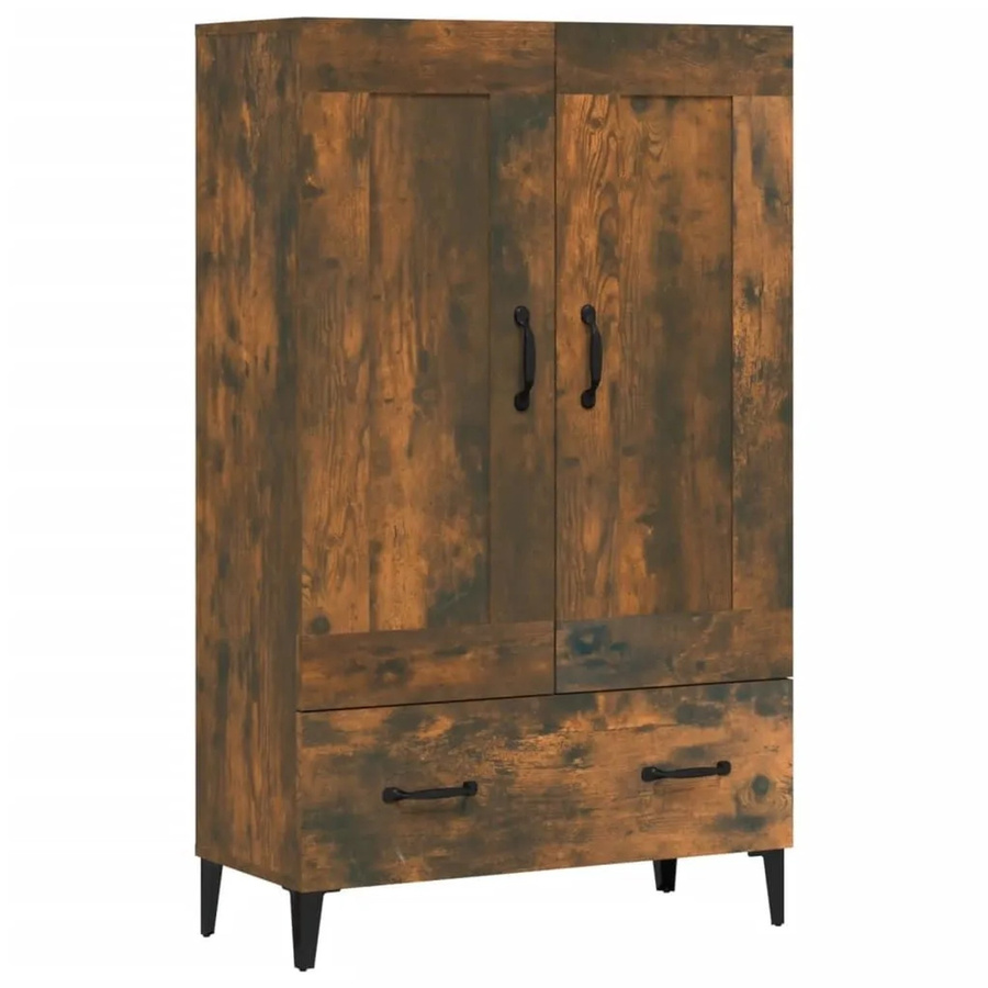 vidaXL Highboard Räuchereiche in Braun mit Regalen und Schubladen im Industriestil, B/T/H: 70 x 31 x 115 cm - Bild 2