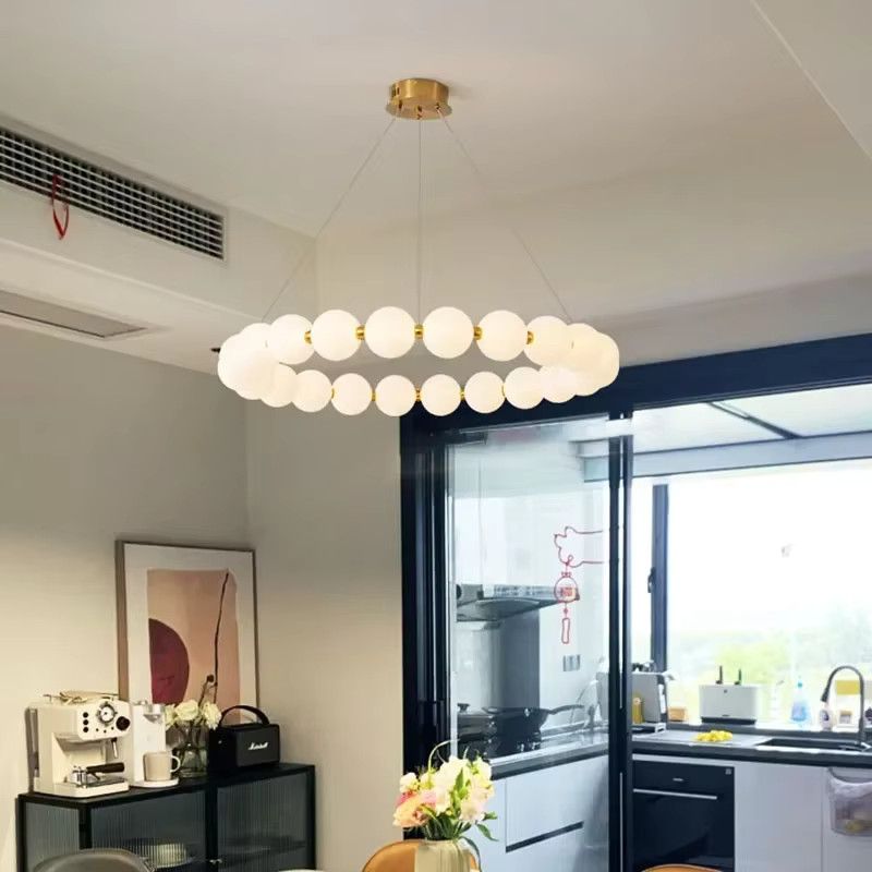 HomeLover LED Kronleuchter mit Acryl-Perlen und Blasen-Effekt, dimmbar, ideal für Wohnzimmer und Esszimmer - Bild 2