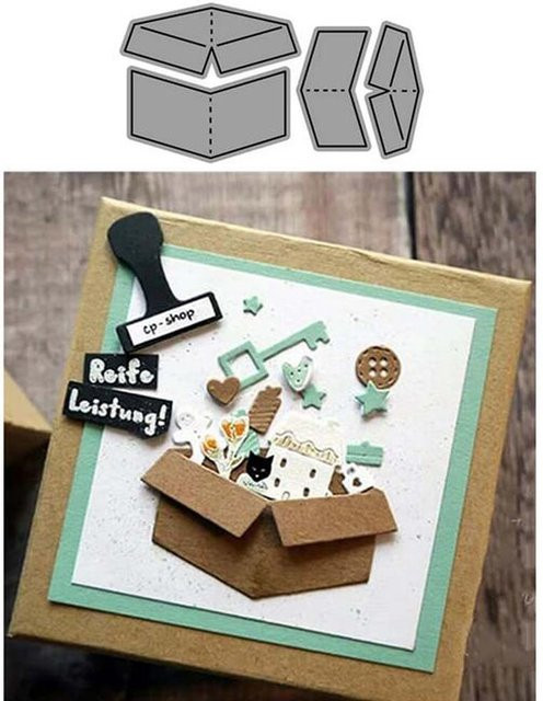 Silberne Metall Stanzformen Box für DIY Scrapbooking und Fotoalben zur dekorativen Prägung von Papierkarten - Bild 1