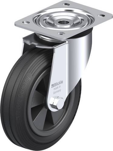 Blickle L-VPP 180G Lenkrolle aus Stahl und Kunststoff, verzinkt, Schwarz/Grau, Rad-Durchmesser: 180 mm, Tragfähigkeit: 170 kg - Bild 1
