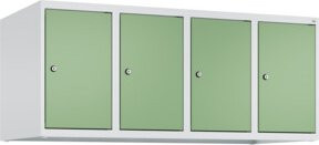C+P Aufsatzschrank 7035/6011 mit 4 Abteilen, Wandmontage, Zylinderschloss und Soft-Close-Türen, B/H/T: 50 x 120 x 50 cm, Stahlkonstruktion in Lichtgrau und Resedagrün - Bild 1