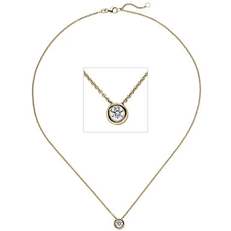 Colfem Collier Kette mit Anhänger, 585 Gelbgold, Diamant, 45 cm, Unisex - Bild 1