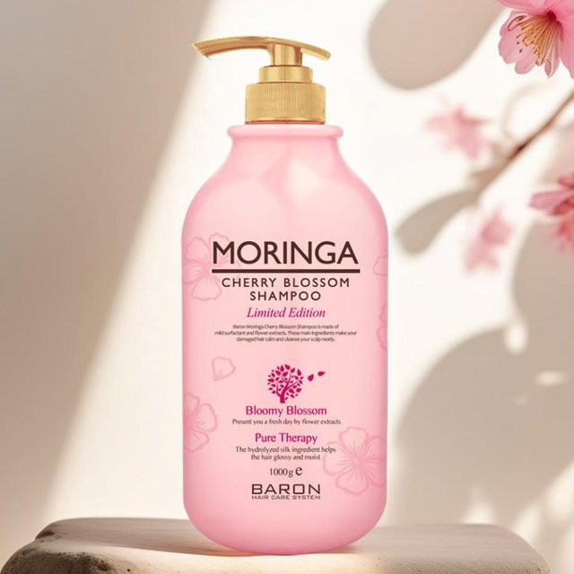 Baron Moringa Shampoo, Cherry Blossom, 1000g, für strapaziertes und trockenes Haar - Bild 1