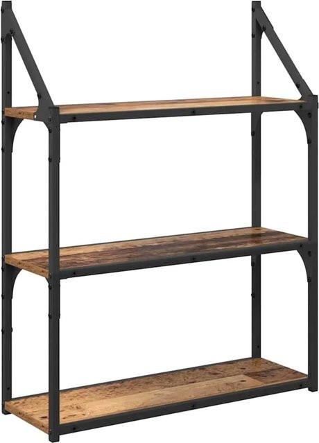vidaXL Wandregal aus Altholz und Metall in Braun, B: 60 cm, T: 21 cm, H: 78,5 cm - Bild 1