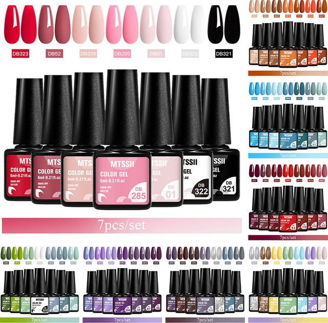 Mtssii Gel Nagellack, Lila, Glänzend, 7 Teile Set - Bild 1