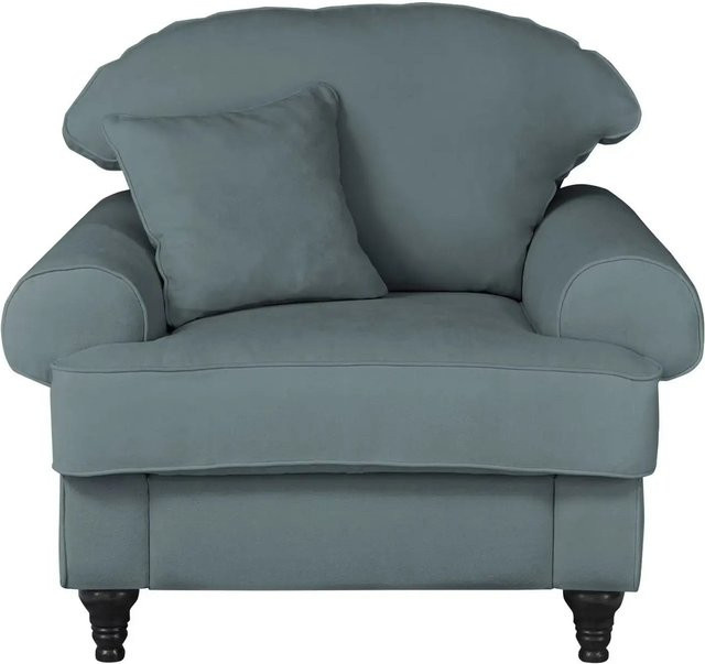 Sessel Westminster im Landhausstil aus Webstoff in Anthrazit mit Armlehnen, B/T/H: 100 x 95 x 110 cm - Bild 1