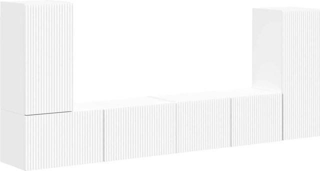 vidaXL TV-Schrankset 4er-Set modern in Weiß aus MDF für Wohnzimmer und Home Office - Bild 1