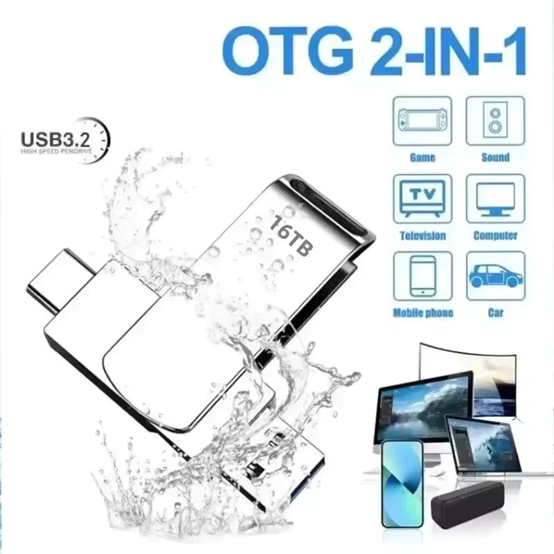 16 TB USB 3.2 Flash-Laufwerk in Silber, 2-in-1 Typ-C OTG-Stick mit 520 MB/s für Computer und Smartphones - Bild 3
