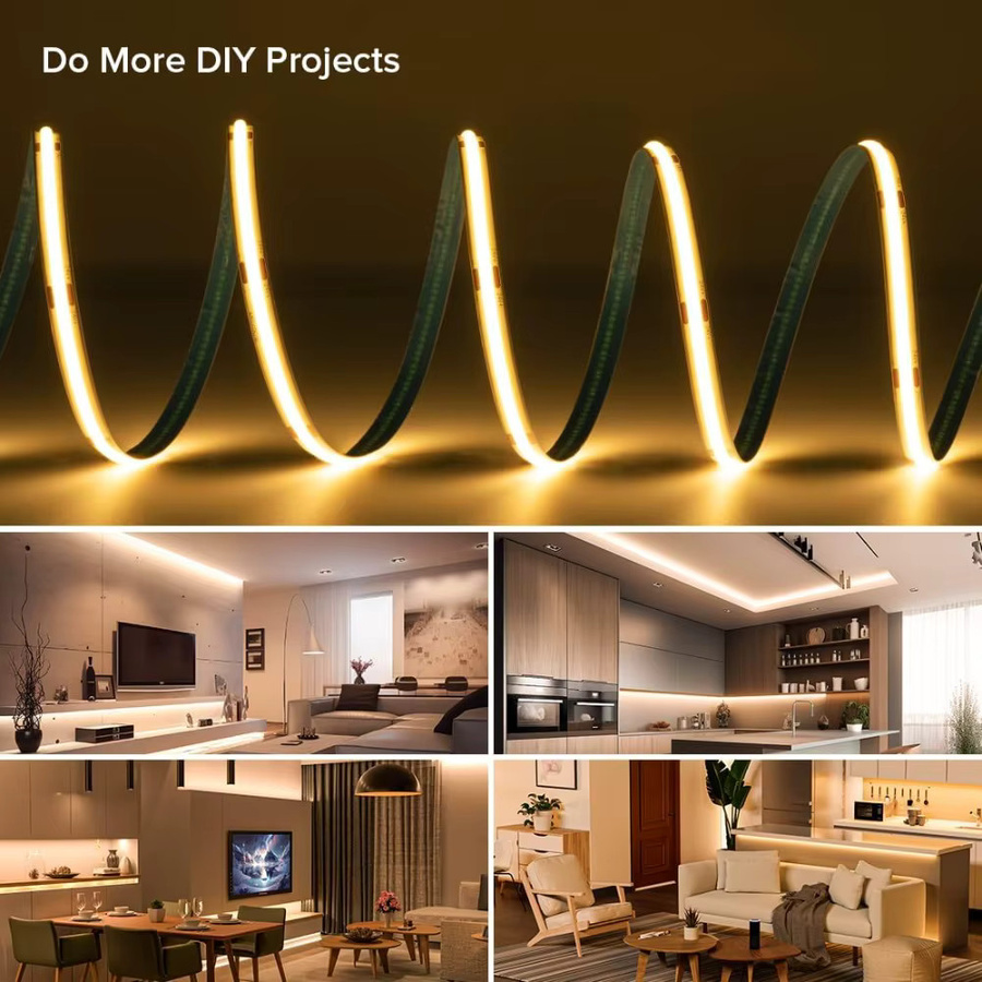 YSRSAI Smart COB LED Streifen Set mit Tuya WiFi, 24V dimmbarer LED Lichtleiste in Weiß mit Touch Panel und Fernbedienung für Schrank und Möbel - Bild 4