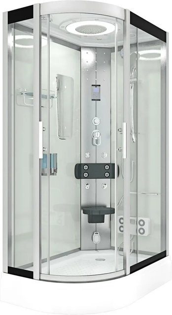 AquaVapore Duschkabine D60-70T2L Duschtempel mit Sauna, Regendusche, Handbrause, Körperdüsen und LED-Beleuchtung, Farbe: Weiß/Silber, B/T/H: 120 x 80 x 194 cm - Bild 1
