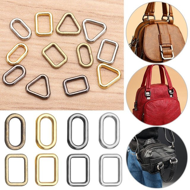 20-teiliges Set Puppen tasche Quadrat/Dreieck Knöpfe, Mini Tri-Glide Schnalle Zubehör, Silver-Triangle, Metall - Bild 1